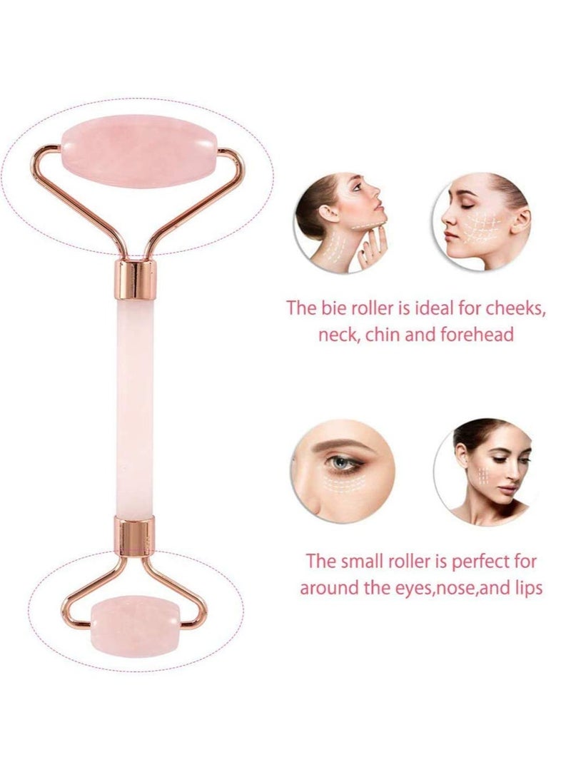Generic - Jade Roller Eyes Facial Massage Kits Natural Rose Skin Roller Face Gua Sha Tools Anti Aging Roller for Face, Eyeball Neck Body Massage Jade Stone Face Neck Skincare Massage Tool Eye Treatments - Image 1