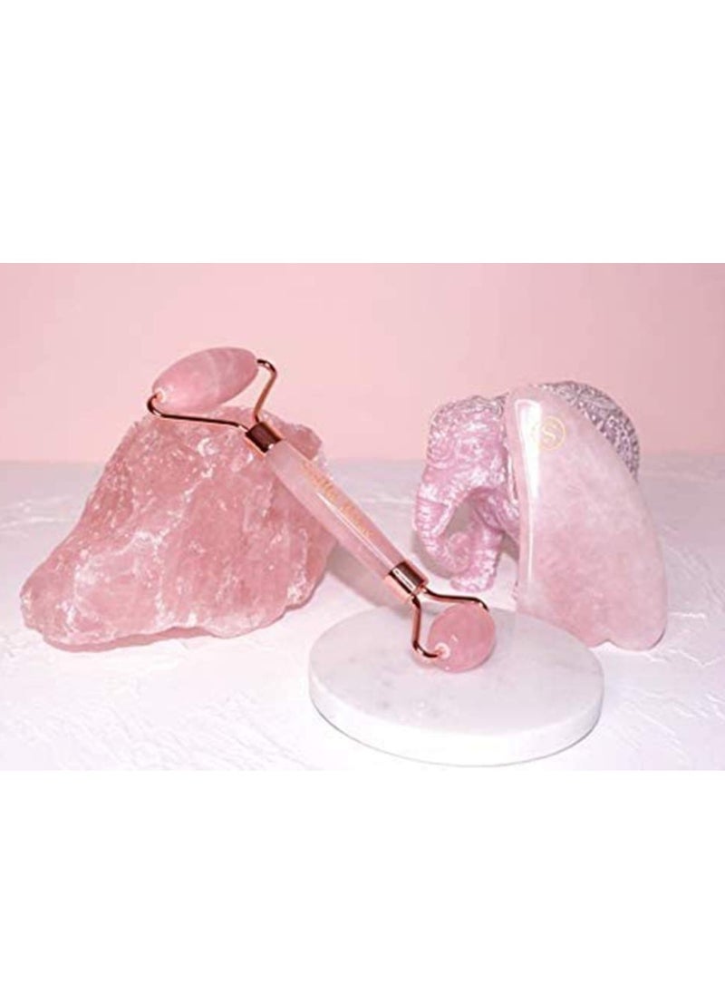Generic - Jade Roller Eyes Facial Massage Kits Natural Rose Skin Roller Face Gua Sha Tools Anti Aging Roller for Face, Eyeball Neck Body Massage Jade Stone Face Neck Skincare Massage Tool Eye Treatments - Image 1