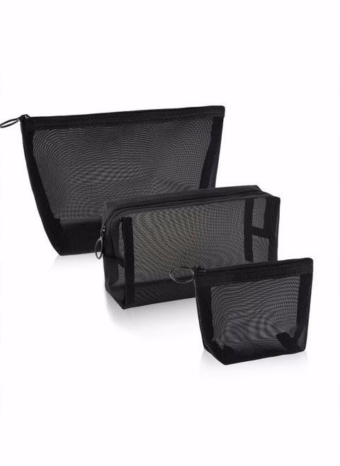 3 Pieces Cosmetic Bag Makeup Bags Mesh Zipper Pouch for Office or Travel Accessories Organizers for Small Items Makeup Lipstick,Toiletries,Pencil Case
