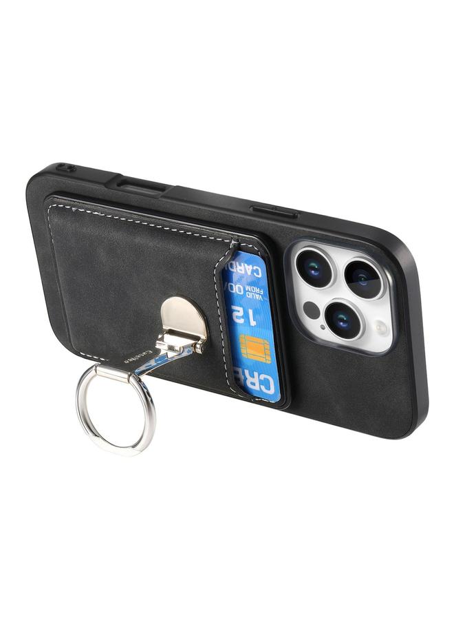 S-TOP Case For iPhone 13 Pro Max Retro Folding Ring Holder Card Bag MagSafe Phone Case - Image 3