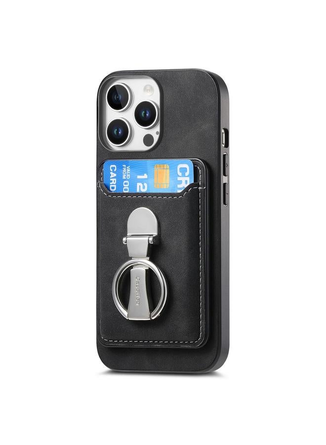 S-TOP Case For iPhone 13 Pro Max Retro Folding Ring Holder Card Bag MagSafe Phone Case - Image 2