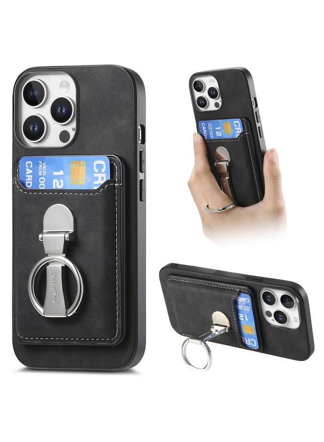 S-TOP Case For iPhone 13 Pro Max Retro Folding Ring Holder Card Bag MagSafe Phone Case - Image 1