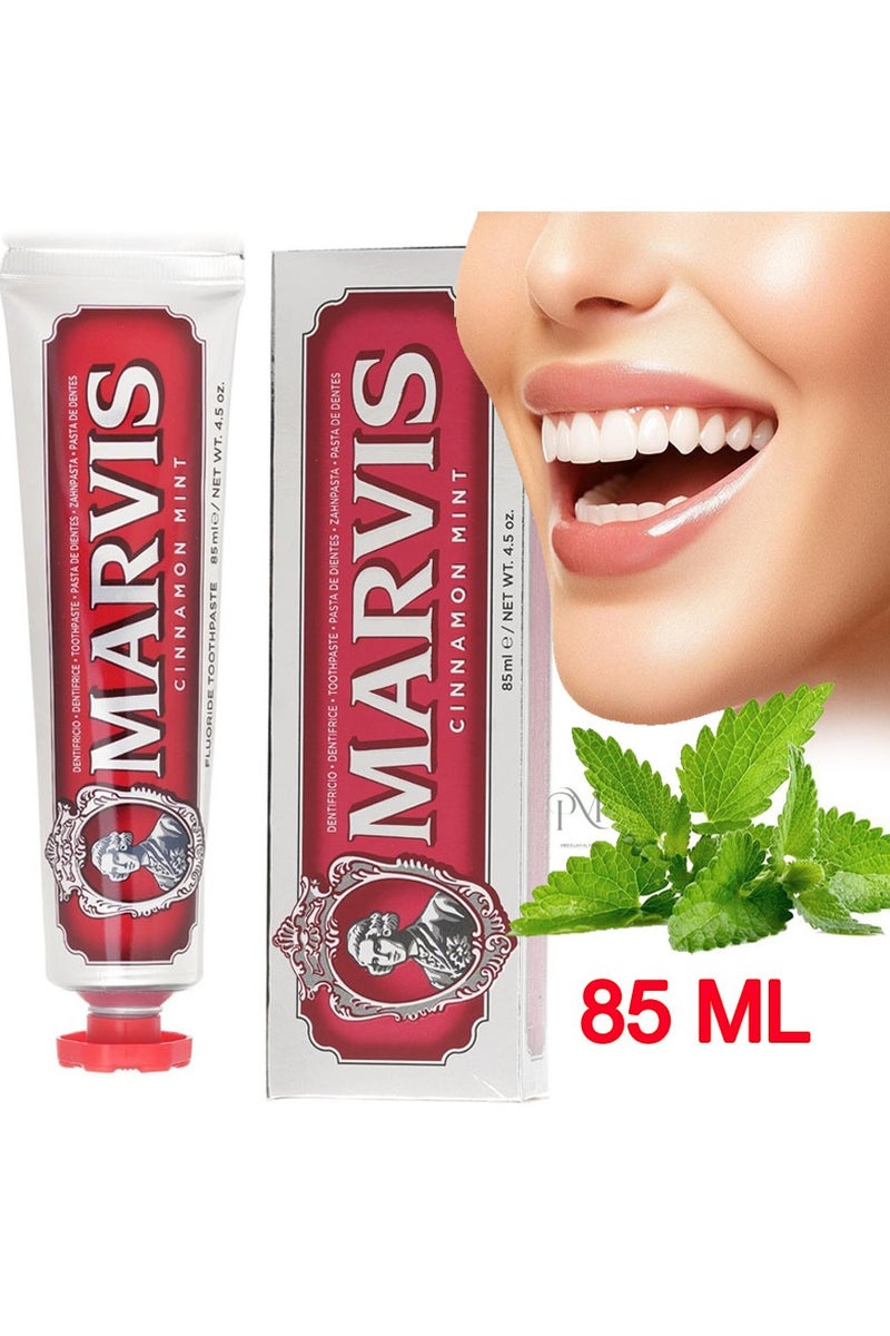 مارفيس معجون أسنان مارفيس القرفة النعناع 85 مل - حلوة غريبة، خيار لتبييض الأسنان وتنظيفها - Image 1