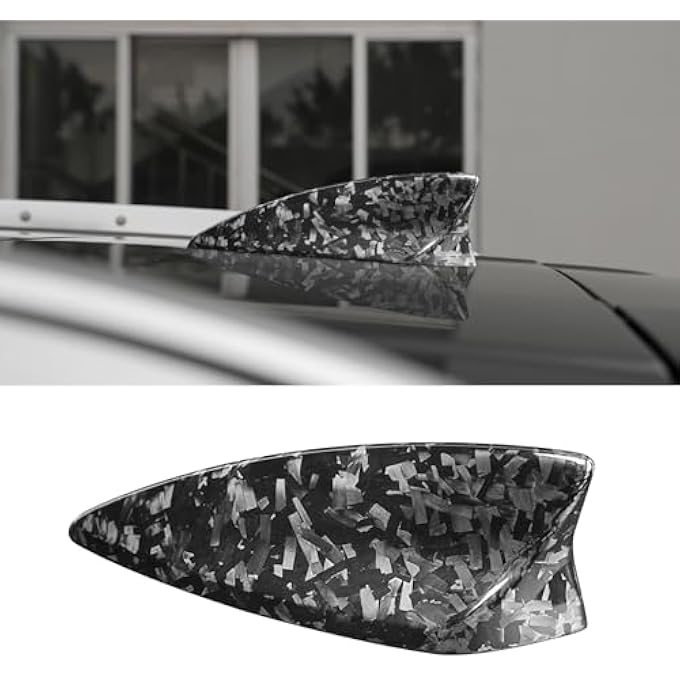 rayihni Compatible with Antenna Cover Shark Fin Trim Hood Forged Carbon Fiber Automotive Roof Aerials for Camaro 2016-2022 Cadillac XT4 2018-2022 XT5 2016-2019 (Black) - Image 1