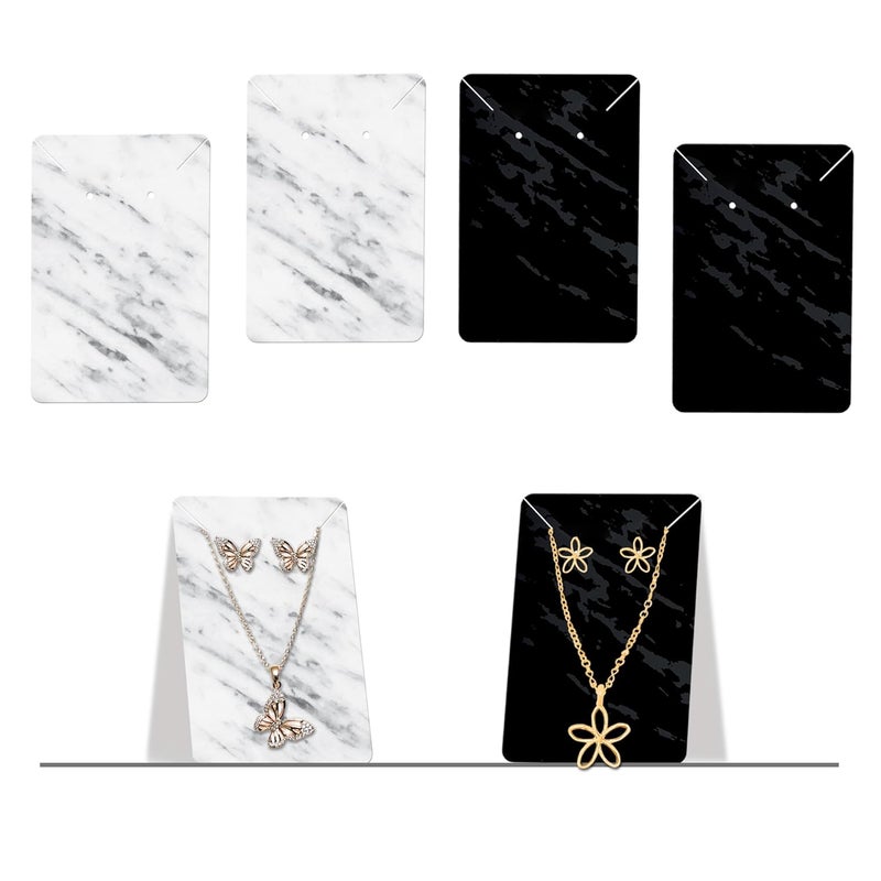 DEEPTAGS Jewellery Display Cards for Earring, Bracelet, Necklace, Hair Tie, Jewelry, White & Black - 200 PCS (100 Each) - Image 1