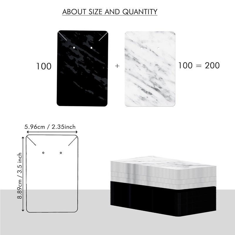 DEEPTAGS Jewellery Display Cards for Earring, Bracelet, Necklace, Hair Tie, Jewelry, White & Black - 200 PCS (100 Each) - Image 2