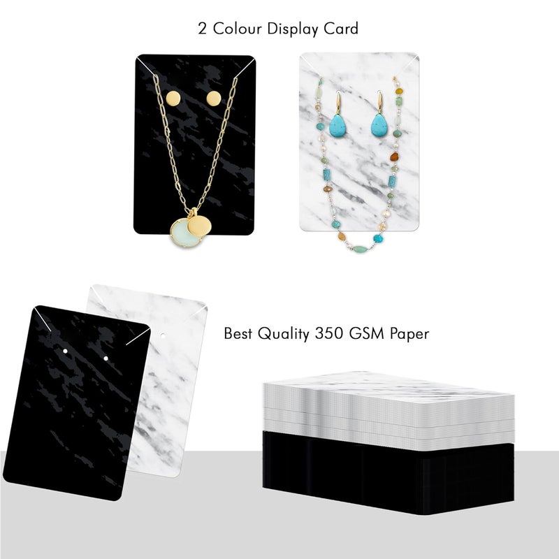 DEEPTAGS Jewellery Display Cards for Earring, Bracelet, Necklace, Hair Tie, Jewelry, White & Black - 200 PCS (100 Each) - Image 3