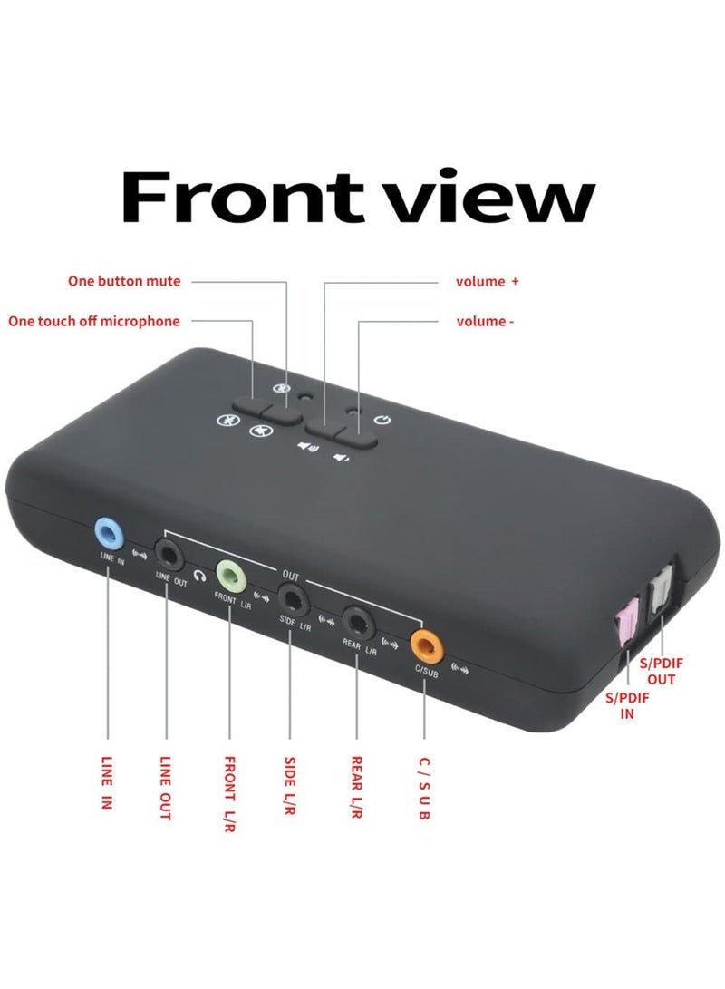 Y&D 7.1 USB Sound Card with 3.5mm Audio Jacks - 48KHz Sample Rate, 8-Channel DAC, 2-Channel ADC, S/PDIF Input and Output, Loop-Back Support, Standalone Cmedia Software for Windows Only  - Image 2