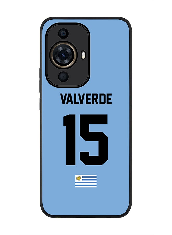 Stylizedd Rugged Black Edge case for Huawei nova 11 Pro,Slim fit Flexible Cover - Football Team - Uruguay , Player Name - Valverde - Image 1