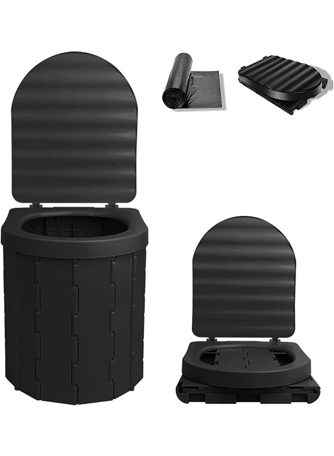 JCB CHIC مرحاض محمول للتخييم مع غطاء، مرحاض تخييم مطور، مرحاض سيارة، دلو سيارة محمول مقاوم للماء للبالغين، رحلات السفر والتخييم والمشي لمسافات طويلة ورحلات القوارب والشاطئ - Image 1