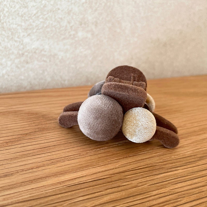 Generic Cute Korean Fringe Hair Clip Elegant Forehead Hair Ball Small Grab Clip Top Clip Side Clip Girl Hairpin Headwear Khakis ball