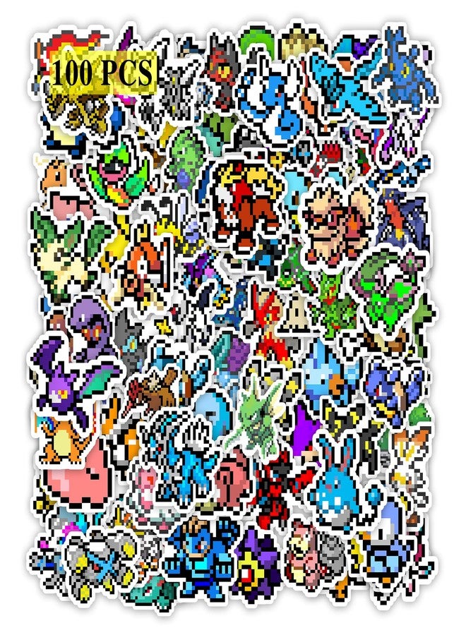 Pounchi Retro Video Game Stickers (100 Pcs) Cute Pixel Game PVC Sticker, Gifts for Laptop Water Bottle Skateboard Party Supplies Decorations Teens Kids - Image 1