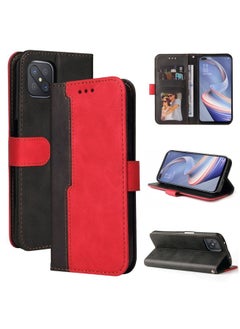 HuHa Case Cover For OPPO A92S/A72 5G/A73 5G/A52 5G/Reno4 Z Business Stitching-Color Horizontal Flip PU Leather Case with Holder & Card Slots & Photo Frame & Lanyard Red 