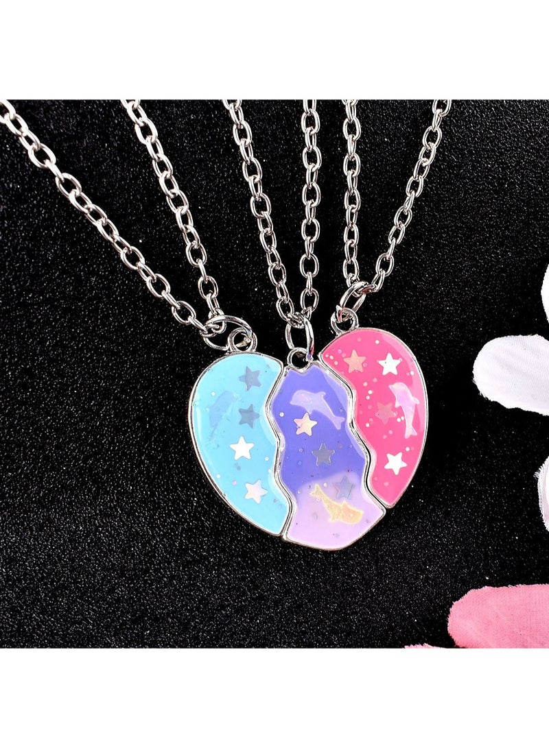 أروى بفف القلائد 3 قطعة الصداقة المغناطيسي القلائد أفضل الأصدقاء القلب قلادة لطيف تصميم سلسلة القلائد ، للفتيات النساء الصداقة مجوهرات هدايا للأطفال - Image 4