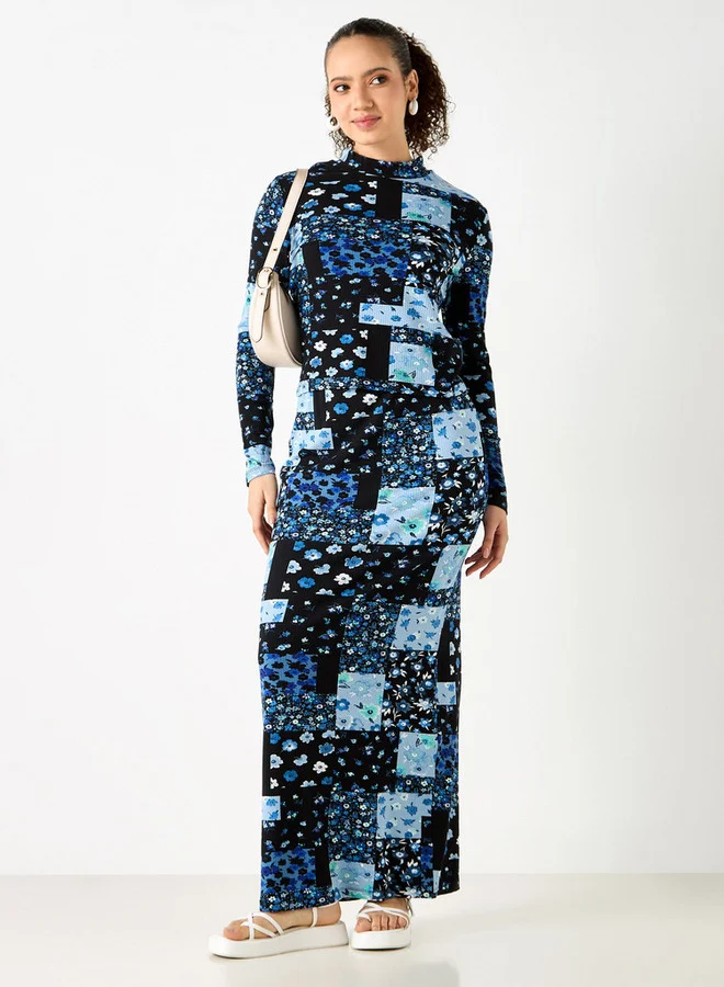 Lee Cooper Lee Cooper Floral Print Maxi Skirt with Slit Detail