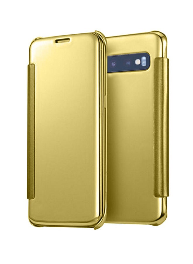 نيبمينينت غطاء حماية قلاب بتصميم مرآة لهاتف سامسونج جالاكسي S10 ذهبي