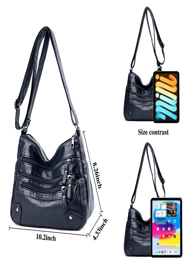 LassZone Crossbody Bag for Women Soft PU Leather Handbags Ladies Lightweight Shoulder Bags Satchel Purse Multi-Pocket Casual Messenger Bag - Image 4
