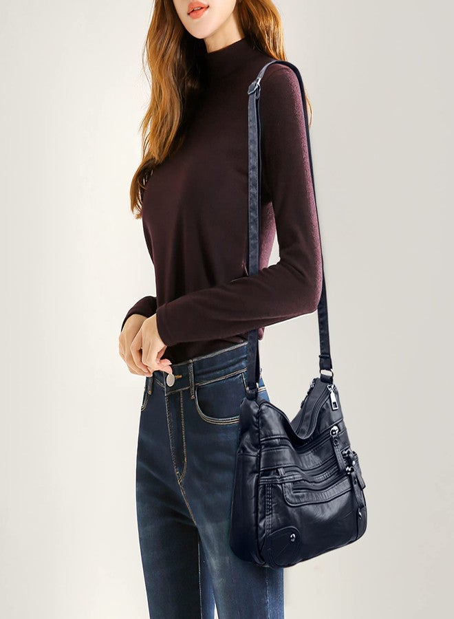 LassZone Crossbody Bag for Women Soft PU Leather Handbags Ladies Lightweight Shoulder Bags Satchel Purse Multi-Pocket Casual Messenger Bag - Image 2
