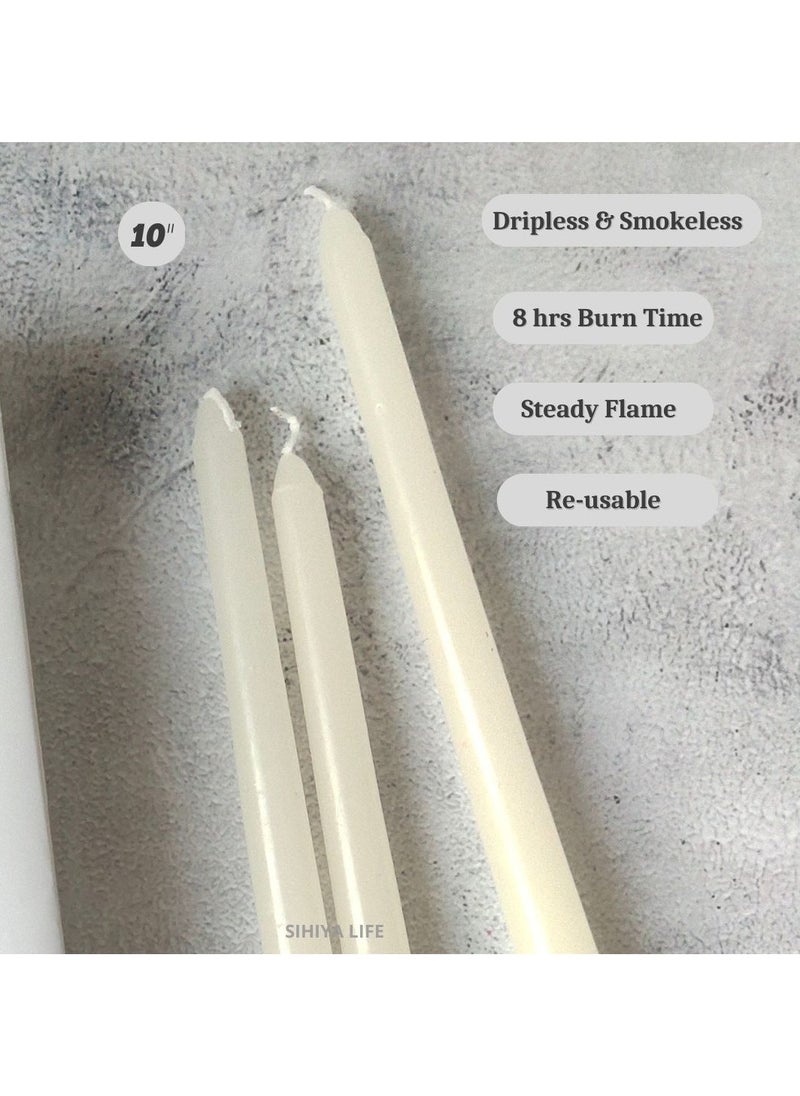 Set of 12 Ivory Taper Candlesticks | 10 Inch (25cm) Tall Tapered Candles | Dripless Dinner Candle Sticks | Natural Wax with Cotton Wicks | 8 Hour Burn Time - pzsku/Z23EB25432E84B9AA32E3Z/45/_/1711608881/ef451b05-7568-4b96-91d3-1bda1a254557