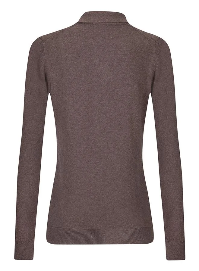 FELIX HARDY Brown Polo Neck Buttoned Pullover for Women | Best Price UAE