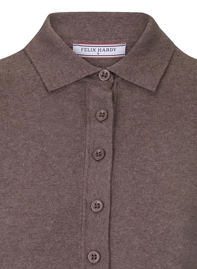 FELIX HARDY Brown Polo Neck Buttoned Pullover for Women | Best Price UAE