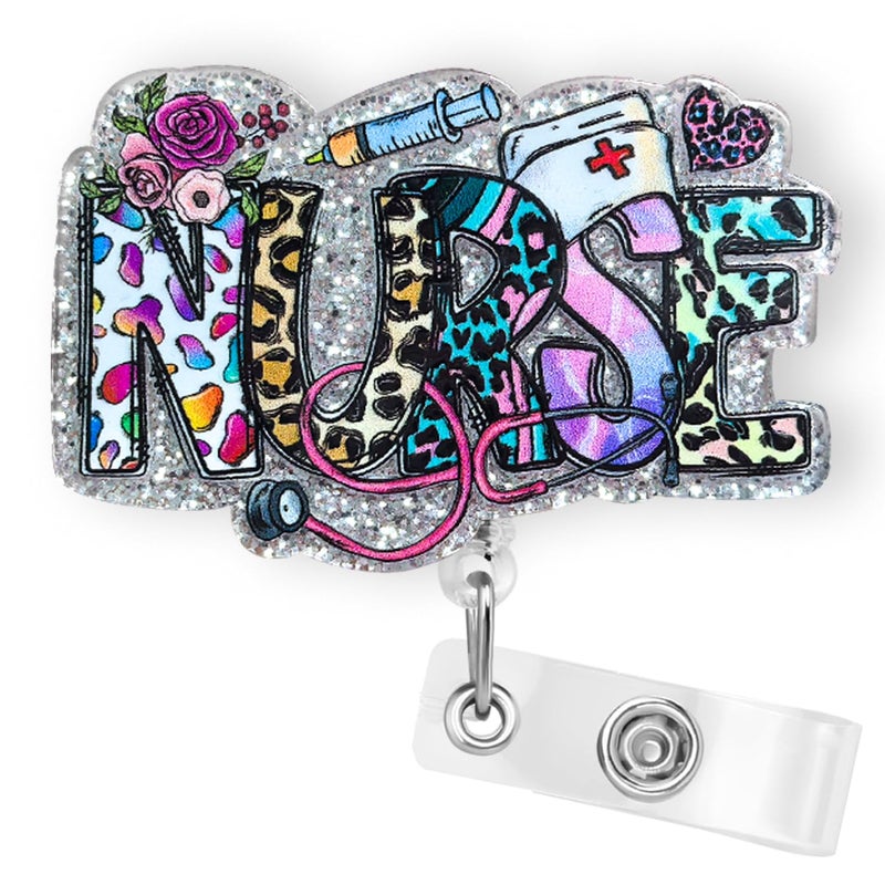 Bydevia Funny Nurse Badge Reel Holder Retractable, Cute Nurses Week Gifts ID Badge Reel with Alligator Clip & 24” Durable Nylon Cord for Nurse Nursing School Student RN CNA LPN & Medical Personnel | Acrylic - Image 1