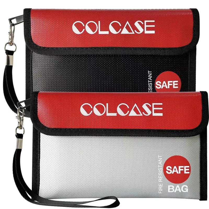 COLCASE Fireproof Money Bag83x5 inches 2 Pack Fireproof and Waterproof Cash Bag with Zipper Fireproof Money Safe Pouch Envelope Container for CashJewelryValuablePassport