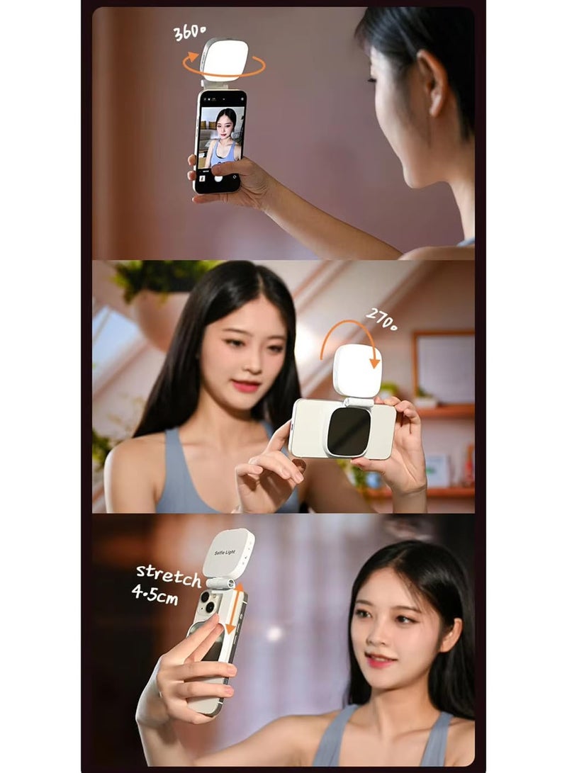 general Selfie Fill Light Kit with Makeup Mirror & Magnetic Clip | Compatible with MagSafe iPhones, Android | 3 Colors 10 Brightness USB-C | All-in-One Studio Lighting for Creators, Vloggers & Makeup Artists - Image 3