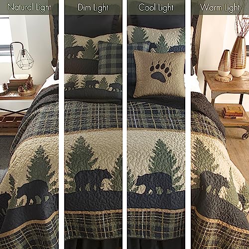 Donna Sharp Full/Queen Quilt - Bear Walk Plaid Lodge Quilt with Bear Pattern - Fits Queen Size and Full Size Beds - Machine Washable - Image 5