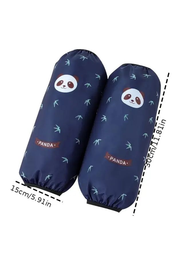 Green Panda Themed PVC Kitchen Office Arm Sleeves Waterproof Oil Resistant Dirt Proof - Image 3