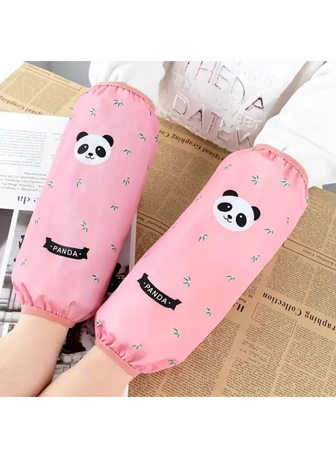 Green Panda Themed PVC Kitchen Office Arm Sleeves Waterproof Oil Resistant Dirt Proof - Image 5