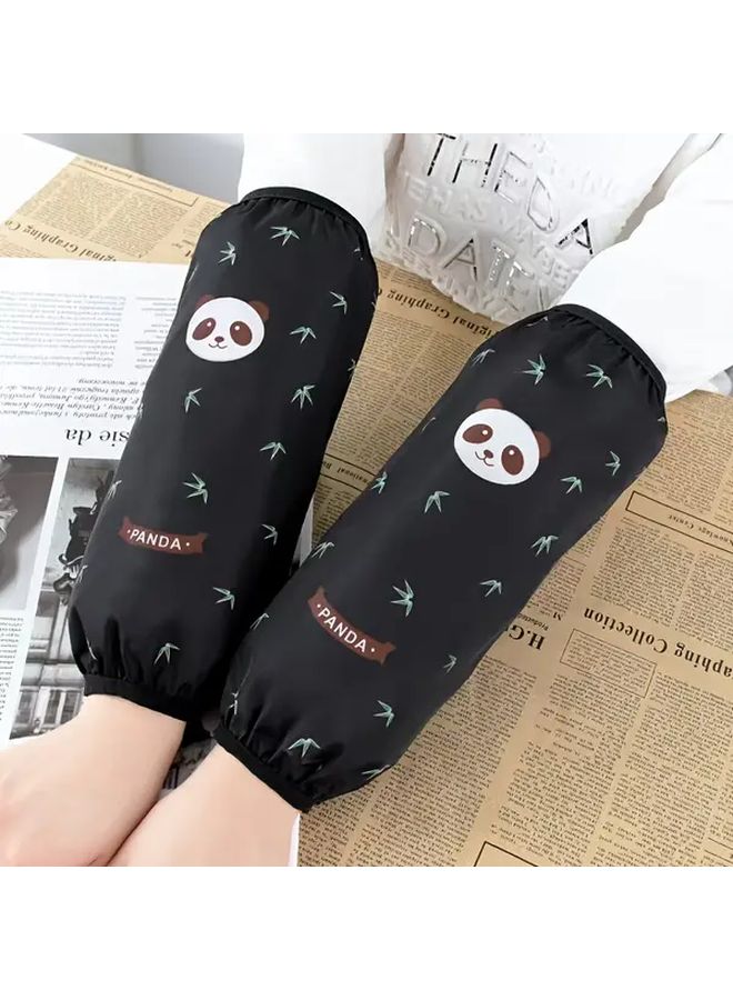 Green Panda Themed PVC Kitchen Office Arm Sleeves Waterproof Oil Resistant Dirt Proof - Image 2