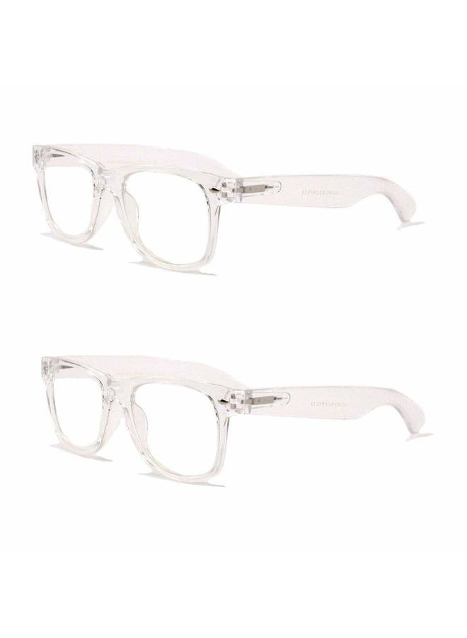 V.W.E. 2 Pairs Transparent Neon Color Deluxe Reading Glasses - Comfortable Stylish Simple Readers Magnification (Clear, 1.75) - Image 1