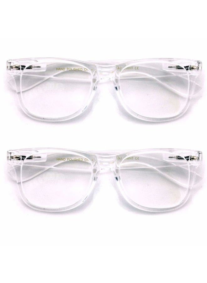 V.W.E. 2 Pairs Transparent Neon Color Deluxe Reading Glasses - Comfortable Stylish Simple Readers Magnification (Clear, 1.75) - Image 2