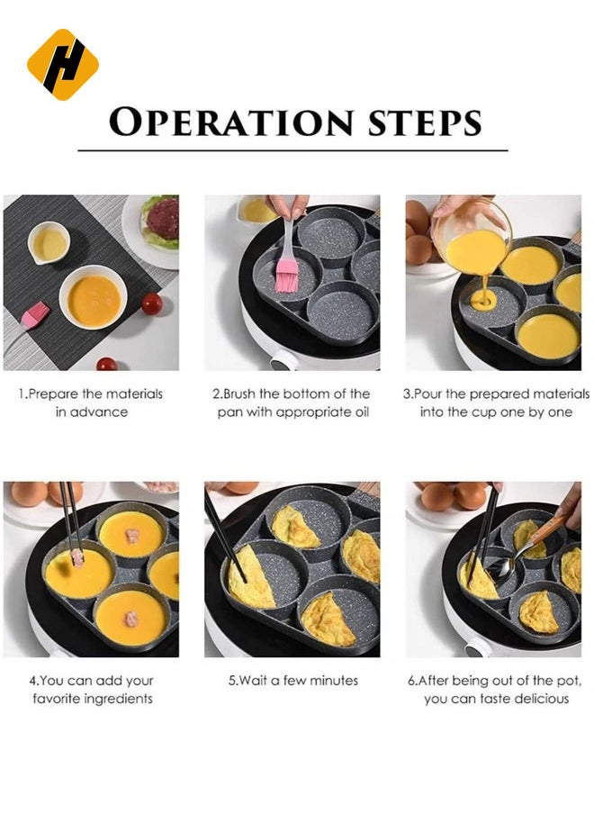 HuHa - Egg Cooker Frying Pan, 4-Cups Non-Stick Cookware aluminium Alloy Fried Egg cooker Pancake omelette pan egg Poacher - Image 1