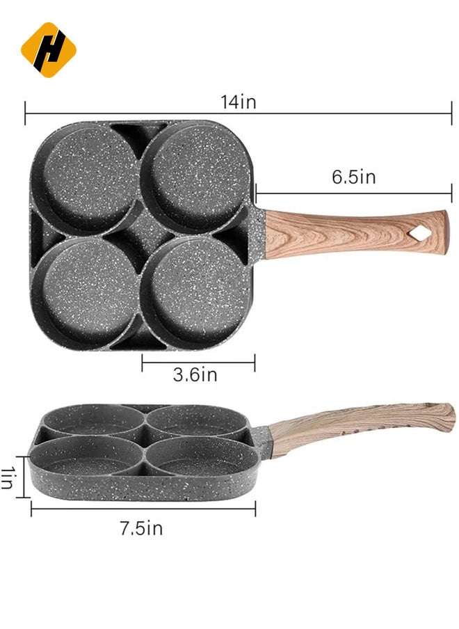 HuHa - Egg Cooker Frying Pan, 4-Cups Non-Stick Cookware aluminium Alloy Fried Egg cooker Pancake omelette pan egg Poacher - Image 1