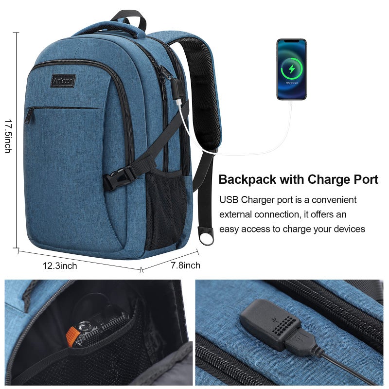 ANKUER ANKUER Backpacks for Men, Backpack Fits Up 15.6 in Laptop Backpack for Travel, Backpacks with USB Charging Port, Work Business Backpack for School (Blue)  - Image 5