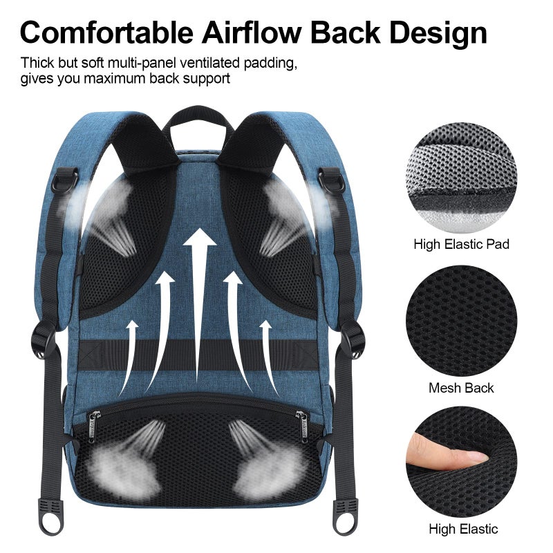 ANKUER ANKUER Backpacks for Men, Backpack Fits Up 15.6 in Laptop Backpack for Travel, Backpacks with USB Charging Port, Work Business Backpack for School (Blue)  - Image 4
