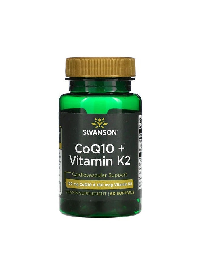 SWANSON CoQ10 + Vitamin K2, 60 Softgels