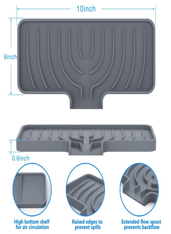 JIUBAR Soap Dish Drying Mat, Sponge Holder & Soap Holder for Kitchen, Bathroom Sink Sponge Drying Rack & Sink Organize Tray for Efficient Storage, Multifunctional Kitchen Organizer(gray) - Image 2