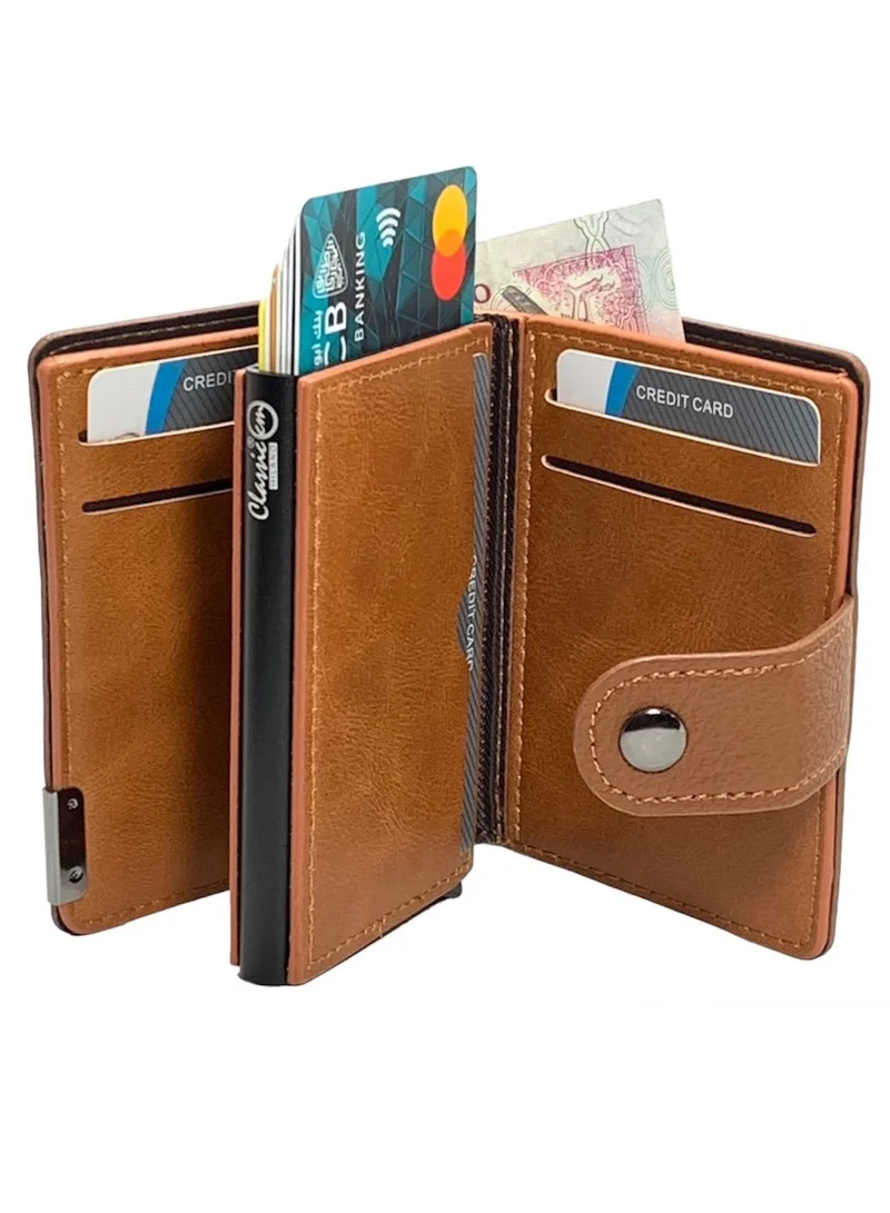 كلاسيك ميلانو محفظة Classic Milano من الجلد الصناعي مزودة بتقنية حجب RFID للرجال والنساء | حامل بطاقات بآلية إخراج تلقائية (Pop-Up) | محفظة لحفظ بطاقات الائتمان للرجال والنساء