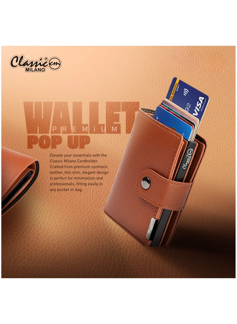 Classic Milano Tan (W-956-2#B) Classic Milano RFID Blocking Faux Leather Wallet for Men and Women | Card Holder Wallet Pop-up, Credit Card Holder for Men | Wallet for Men & Women’s Card Wallet for Men | Best Price UAE