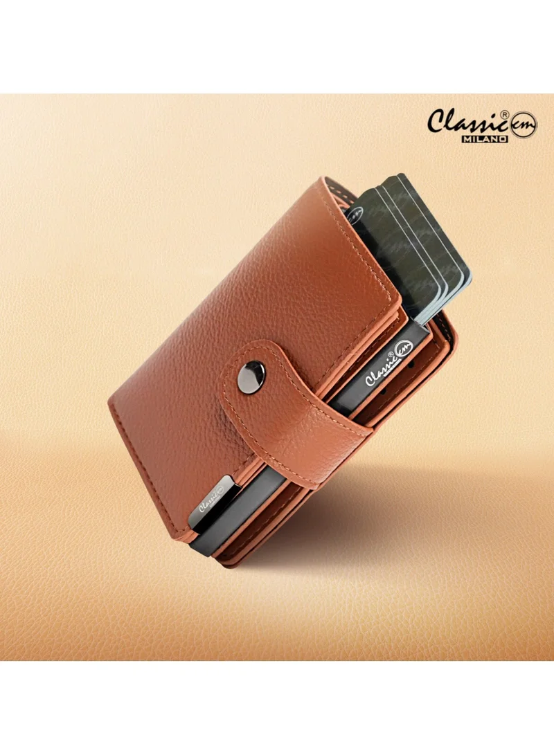 كلاسيك ميلانو محفظة Classic Milano من الجلد الصناعي مزودة بتقنية حجب RFID للرجال والنساء | حامل بطاقات بآلية إخراج تلقائية (Pop-Up) | محفظة لحفظ بطاقات الائتمان للرجال والنساء
