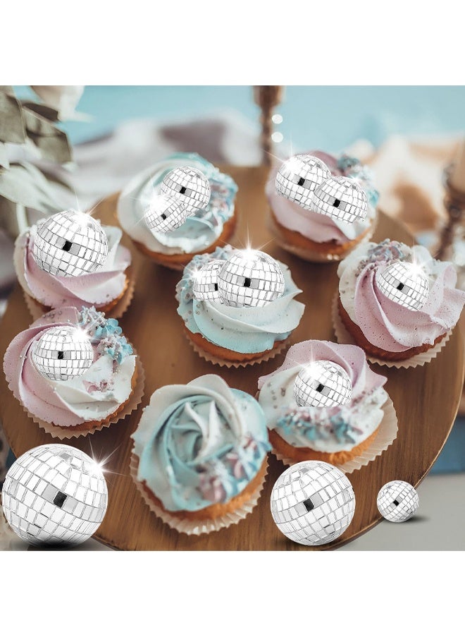12 Pack Disco Ball Cake Decorations, Mini Reflective Mirror Balls for Birthday Party Decor, Cupcake Toppers, Retro Theme Supplies, Silver Ornaments for 70s, 80s, 90s Celebrations - Image 5