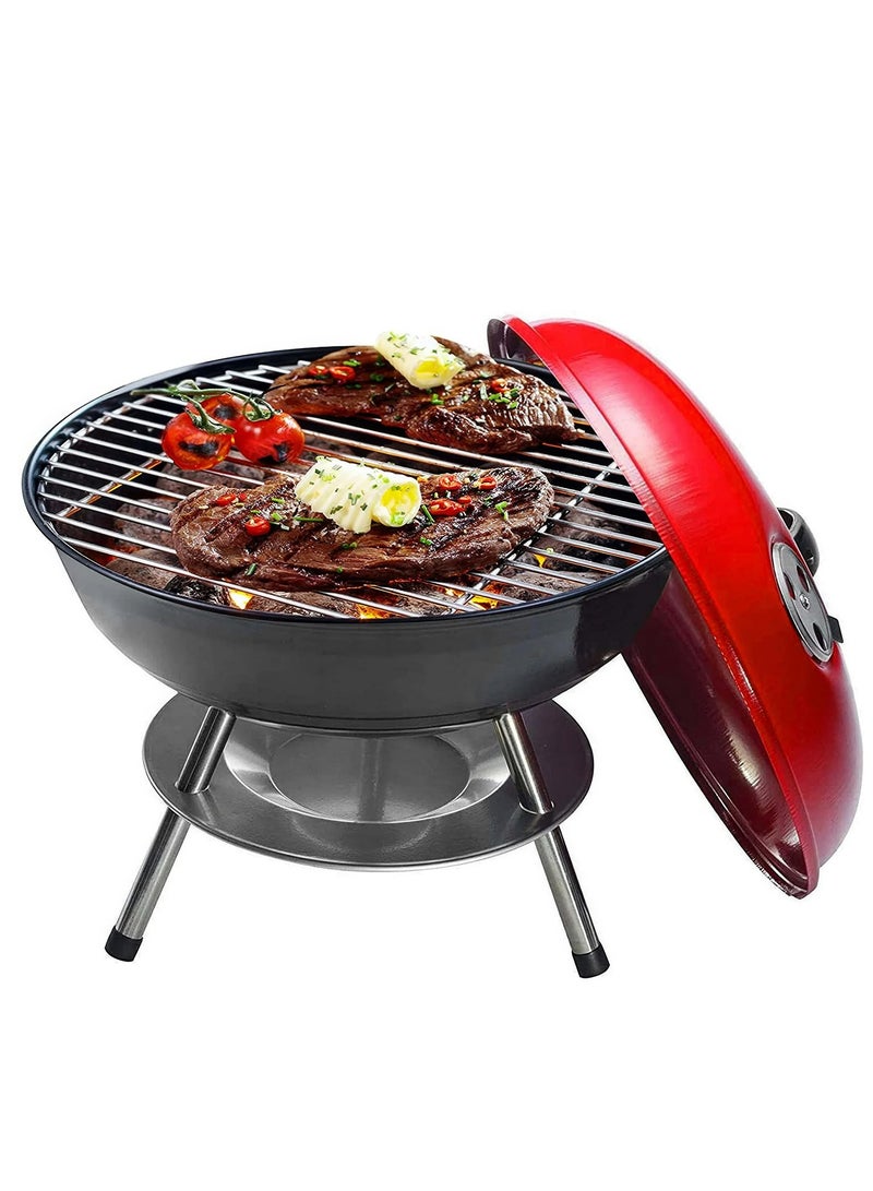 رينوفو شواية فحم محمولة للشواء في الهواء الطلق مقاس 14 بوصة - شواية ومدخنة للنزهات الخارجية والفناء والحديقة الخلفية والتخييم - Image 1