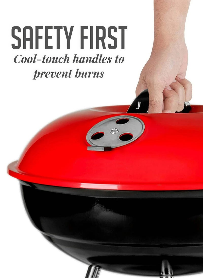 رينوفو شواية فحم محمولة للشواء في الهواء الطلق مقاس 14 بوصة - شواية ومدخنة للنزهات الخارجية والفناء والحديقة الخلفية والتخييم - Image 3