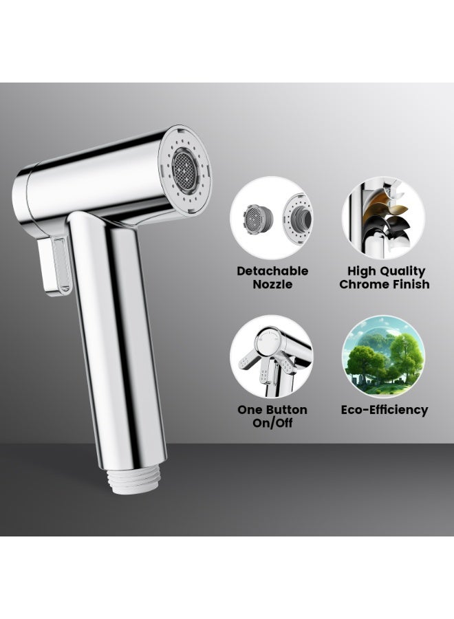 Jomoo Shattaf Set with Hose, Handheld Bidet Sprayer Adjustable Soft and Jet Spray for Personal Hygiene Cloth Diaper Toilet and Bathroom Cleaning, Chrome Finish (G1/2 Thread) - Image 2