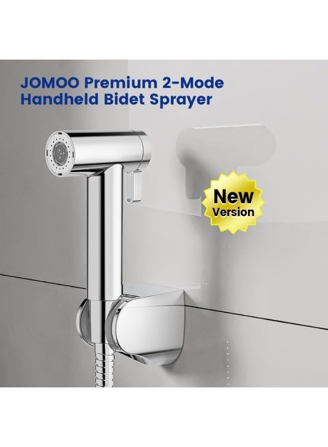 Jomoo Shattaf Set with Hose, Handheld Bidet Sprayer Adjustable Soft and Jet Spray for Personal Hygiene Cloth Diaper Toilet and Bathroom Cleaning, Chrome Finish (G1/2 Thread) - Image 1