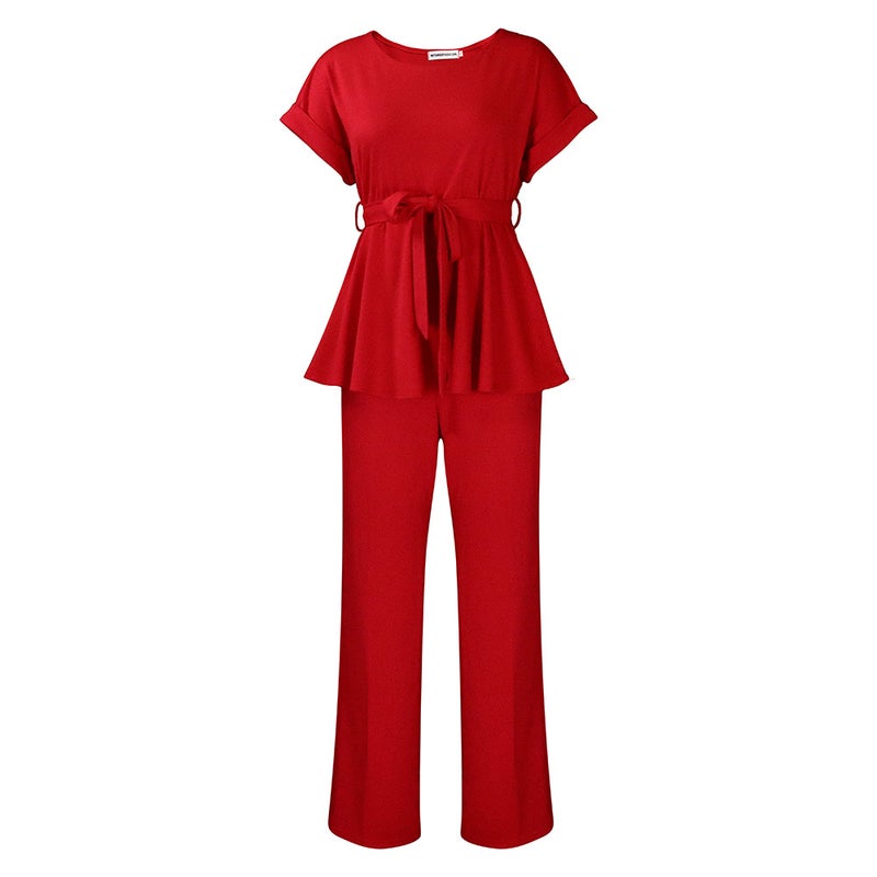D3206 European and American Women's 2023 Summer Solid Color Strap Top High Waist Wide Leg Pants Fashion Casual Foreign Trade Suit  - Image 1