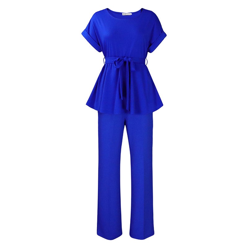 D3206 European and American Women's 2023 Summer Solid Color Strap Top High Waist Wide Leg Pants Fashion Casual Foreign Trade Suit  - Image 2
